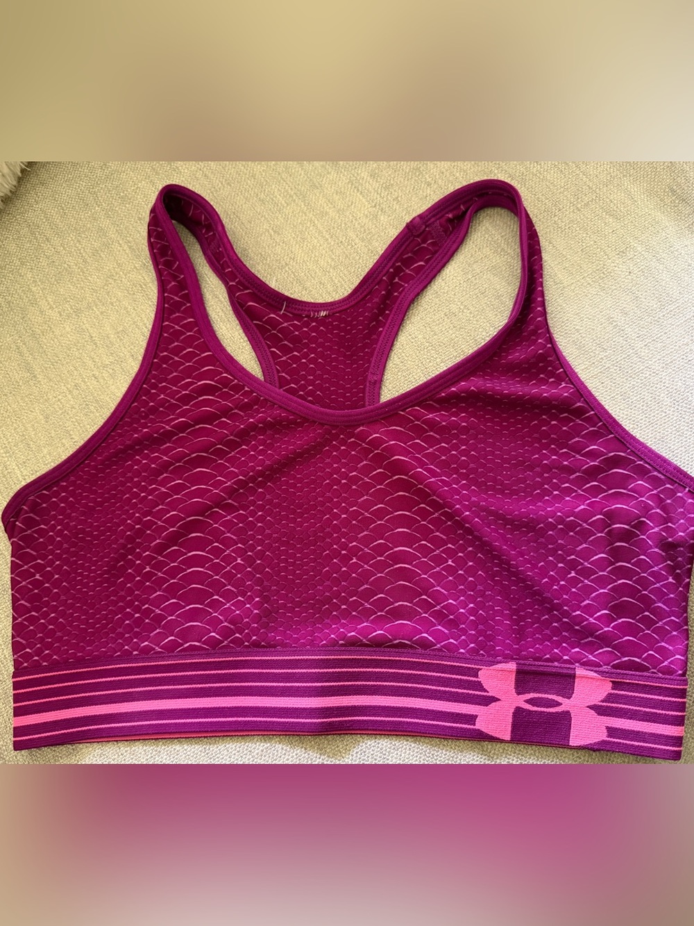 Under Armour Magenta Racerback Sports Bra with Striped Band